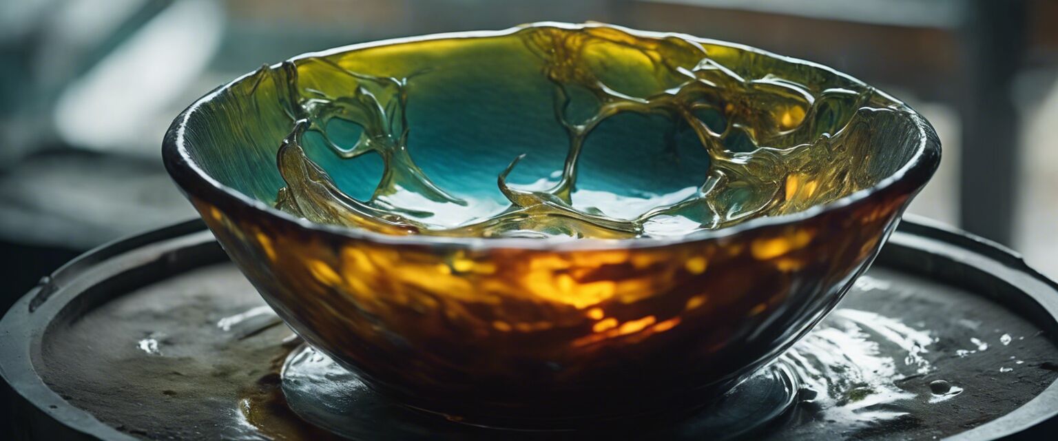 Bowl mold example with melted glass.