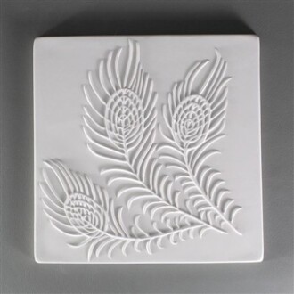 White tile with embossed feather design