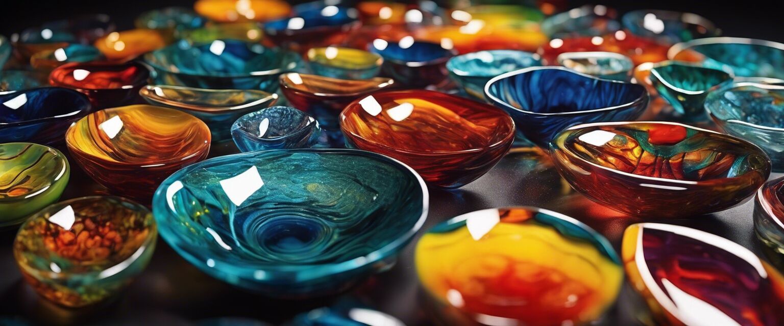 Colorful glass art showcasing fusing techniques