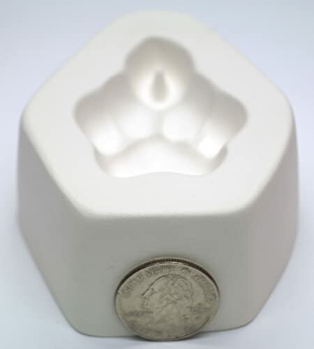 Hexagonal soap mold with a coin for size comparison.
