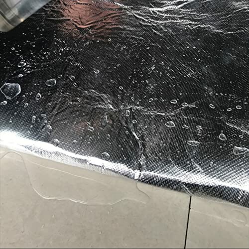 Water droplets on a reflective, waterproof surface.