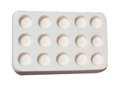 Rectangular white ceramic paint palette with 15 wells.